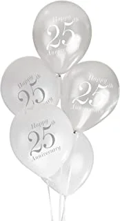 Neviti Vintage Romance-Balloons-White/Silver-25th Anniversary, v, Silver, 10 x 3 x 0.2 cm