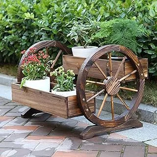 Wooden Flower Pot Garden Decoration Flower Pot with Two Wheel Wooden Flower Pot with Two Basket