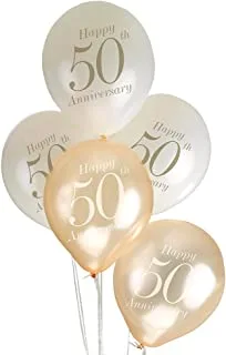 Neviti Vintage Romance-Balloons-Ivory / Gold-50th Anniversary، Latex، Gold، 10 x 3 x 0.2 cm