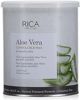 Rica Cosmetics Aloe Vera Liposoluble Wax, For Sensitive Skin, Delicate Depilation, Natural Formula, Colophony Free, Body Wax, 800ml