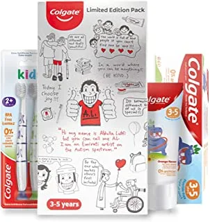 Colgate Kids Toothpaste 3-5 years 60 ml + Kids BPA Free Toothbrush 2 pieces Abdulla Lutfi Limited Edition Pack