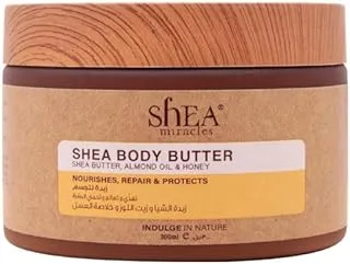 Shea Miracles Shea Body Butter With Enriched Almond Oil & Honey, Ultra Nourishing, Rich Skin Texture, Ideal For Dry and Sensitive Skin (300 ml)