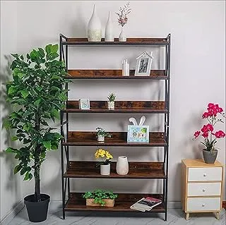 YATAI Bookshelf, 6-Tier Plant Pot Storage Shelf, Multipurpose Book Shelf Cabinet, Solid Wood Display Plant Stand, Display Cabinet Storage Rack Shelving Units for home, Living Room, Kitchen Accessories