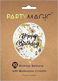 Party Magic 10 Birthday Balloons with Multicolour Confetti, One Size