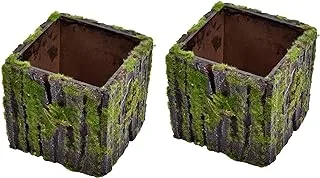 YATAI Set of 2 Creative Flowers Planter Box Square Plant Planter Box, Flowers Pot Container Plant Pots Flowers Vase for Home Decor (Large) - green