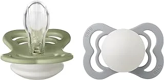 BIBS Supreme Soother 2 Pack BPA Symmetrical Nipple Silicone Size 1 (0-6 Months) Sage/Cloud Night