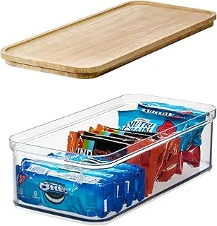 Idesign Rosanna Pansino Rpet Crisp 6 X 12.5 Bin With Wood Lid. صندوق بغطاء خشبي من Idesign Rosanna