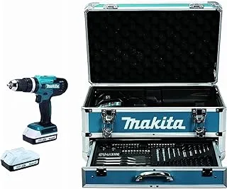 Makita HP488DAEX2 18V Lithium-Ion G-series 13mm Cordless Percussion Driver Drill with 70pcs Accessory Set in Aluminium Case