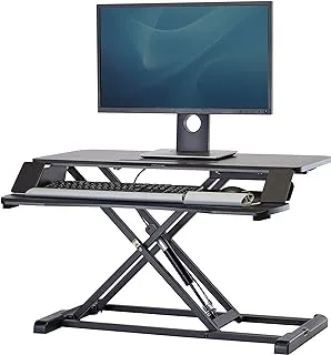 Fellowes Corsivo Height Adjustable Standing Desk, Sit to Stand, Gas Spring Riser Converter, Tabletop Workstation, Desk Riser (8091001)