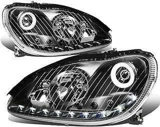 مصابيح أمامية لجهاز عرض أسود من DNA MOTORING HL-HPL-LED-W22000-BK مع استبدال شريط هالو LED لفئة W220 S