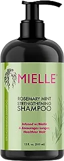 Mielle Organics Rosemary Mint Strengthening Shampoo Infused with Biotin, Cleanses and Helps Strengthen Weak and Brittle Hair, 12 Ounces