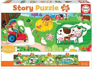 Educa - Didacta Story Puzzle La Ferme. Children's Panoramic Puzzle. 26 pieces. Recommended from 3 years (18900)