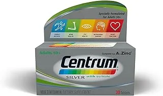 Centrum Silver with Lutein Multivitamin Tablets, Multimineral Supplements, for Adults 50 + with Zinc, Vitamin B, D & Magnesium,30 ct.