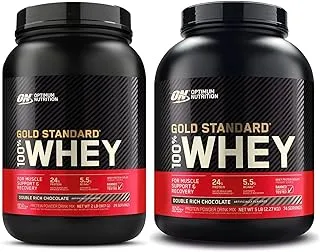 Optimum Nutrition (ON) Gold Standard 100% Whey Protein Powder Primary Source Isolate - Double Rich Chocolate, 5 Lbs + 2 Lbs Bundle