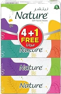 Nature Facial Tissues 150 Sheets X 2 Ply Premium Quality, Promo Pack of 5.