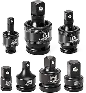 Powerbuilt 647095 7pc Impact Universal Joint & Adapter Set, Black