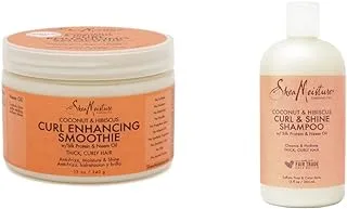 Shea Moisture Coconut and Hibiscus Curl Enhancing Smoothie, 340 g & Coconut & Hibiscus Curl & Shine Shampoo For Unisex 13 Oz, Multi, 384 ml (Pack Of 1)