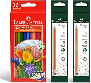 Faber-Castell Colour Pencil 12 colour + Graphite Pencil 24pcs,Combo Pack