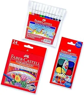 Faber-Castell Colours of nature colour pencil 24colour + washable fibre tip colour pen 12 colours + water colour 24mm 8 colures