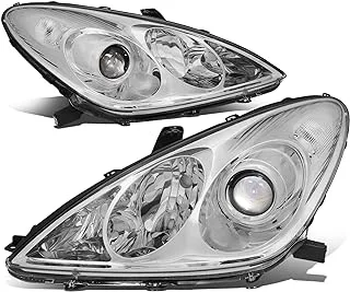 DNA MOTORING HL-OH-ES33005-CH-CL1 Pair of Halogen Headlights Projector Low Beam Compatible with 2004-2006 Lexus ES330,Chrome/Clear