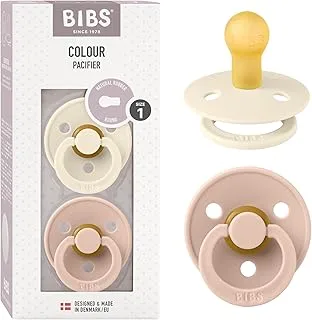 BIBS Pacifiers | Natural Rubber Baby Pacifier | Set of 2 BPA-Free Soothers | Made in Denmark | Blush/Ivory | Size 0-6 Months