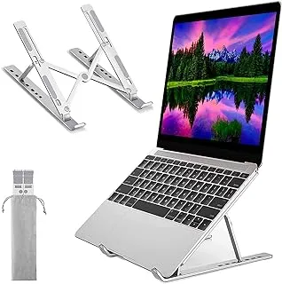 Sulfar Adjustable Laptop Stand, Portable Aluminium Laptop Riser Laptop Holder for Desk, Foldable Ventilated Cooling Computer Support Stand for Apple MacBook Pro/Air, HP, Sony, Dell, More 10-15.6”