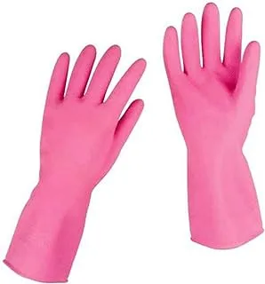 Sulfar Super Grip Reusable Gloves, Flexible, Waterproof Rubber Latex, Tear-Proof, Excellent Grip, Large Size, Pink L9 (1 Pair Per Pack)