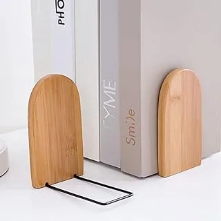 YATAI 2pcs Book End Shelf, Natural Bamboo Book Holder, Japanese Style Decorative Books Holder, Anti Slip Book Organizer Stand, Multipurpose Bookends for Shelves, File Organizer, Home & Office Use (Med