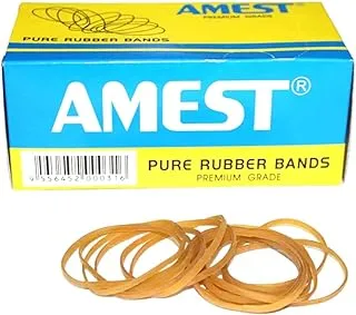 Amest Rubber Bands Size 12 (1.75 x 5/64 x 1/32 Inch) Stretchable For School Home Office Stationery Holder Elastic for DIY, Arts and Crafts, Document Organizing, Light Brown.100gram Pack