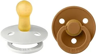 Bibs Colour 2-Pack Latex Pacifiers - 6 to 18 Months - Size 2 - BPA Free - Haze/Caramel