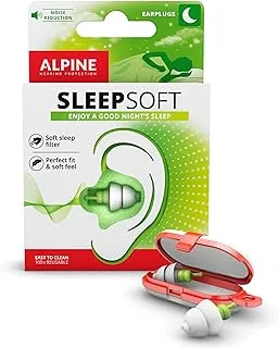 سدادات النوم Alpine SleepSoft - فلتر فائق النعومة للنوم الجانبي - تقليل الضوضاء وتحسين النوم - حماية السمع قابلة لإعادة الاستخدام وصحية ومضادة للحساسية للبالغين مع راحة تدوم طويلاً