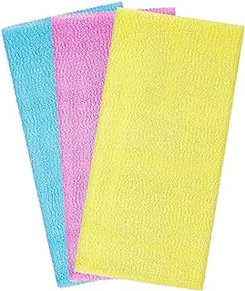 Sulfar Exfoliating Bath Washcloth, Exfoliating Towel Microabrasion Washcloths Nylon Japanese Bath Towel Wash Cloth for Body Beauty Washcloth Loofah Exfoliating Body Scrub Back Scrubber, 3 Pack