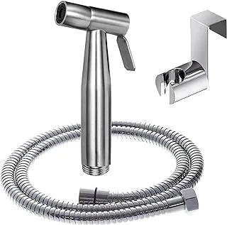 Sulfar 3 Pcs Bidet Toilet Spray Gun Set, Handheld Bidet Sprayer Shattaf with Stainless Steel Chrome Hose Toilet Water Sprayer, Silver