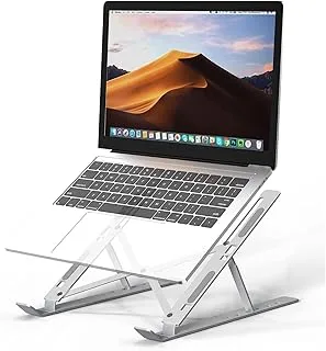 Sulfar Portable Laptop Stand, PHOCAR Adjustable Tablet Notebook Stand for iPad, MacBook Pro, Laptop Desk Riser Foldable Notebook Cooling Stand for MacBook, Dell, Asus, Lenovo (Silver)