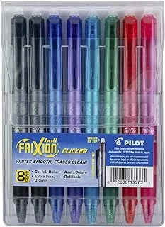 FriXion Clicker Erasable Gel Ink Pen, Extra Fine Point, 0.5 mm, Assorted, Set of 8