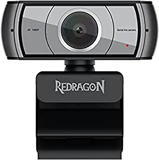 كاميرا ويب Redragon GW900 1080P للكمبيوتر الشخصي مع ميكروفون مزدوج مدمج ، 360 درجة دوران 2.0 USB كاميرا ويب للكمبيوتر 30 إطارًا في الثانية للدورات التدريبية عبر الإنترنت ومؤتمرات الفيديو وبث الألعاب الإلكترونية