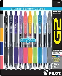 PILOT G2 Limited Edition Harmony Ink Collection Retractable Gel Pens, 0.7mm Fine Point, Assorted Ink, 10-Pack