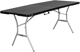 Lifetime Resin Rectangle Light Commercial Folding Table, 6-Inch Size, Black/Silver