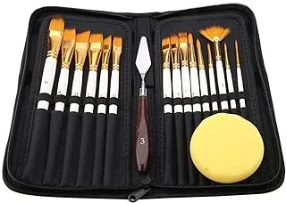 Limos Artist Paint Brush with Carrying Case, Paint Knife and Sponge 17-Piece Set