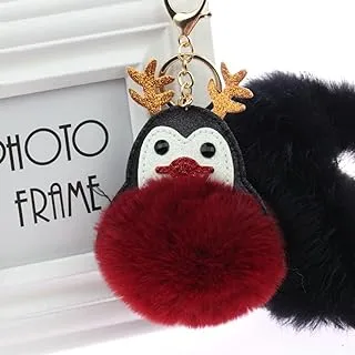 COOLBABY Plush Penguin Keychain deep red