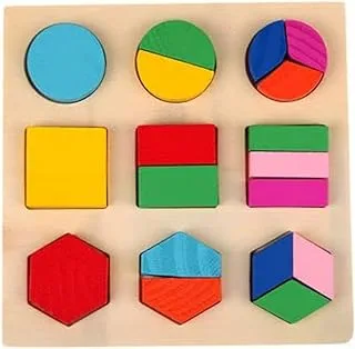 COOLBABY Wooden fraction shape puzzle toy