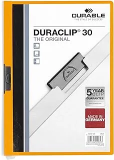 DURACLIP 30 A4 Clip Folder | Holds Up-to 30 Sheets of A4 Paper | Robust Metal Sprung Clip | Pack of 25 Orange Coloured Files