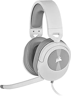 Corsair HS55 Stereo Gaming Headset (Leatherette Memory Foam Ear Pads, Lightweight, Omni-Directional Microphone, PC, Mac, PS5/PS4, Xbox Series X | S, Nintendo Switch, Mobile Compatibility) White
