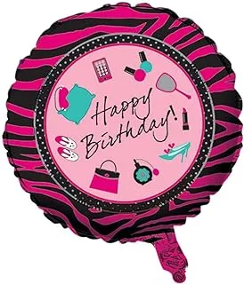 Creative Converting Pink Zebra Boutique Two Sided Mylar Foil Round Balloon