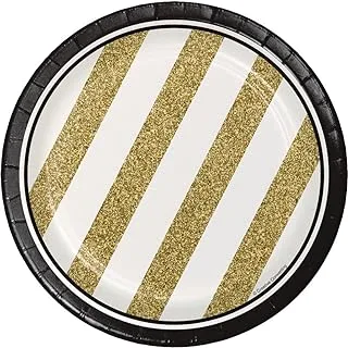 Creative Party Black and Gold Round Birthday Dessert Paper Plates, 7