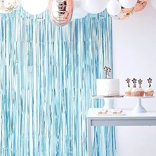 Ginger Ray Matte Blue Foil Curtain Backdrop Party Boys Photo Decoration Twinkle