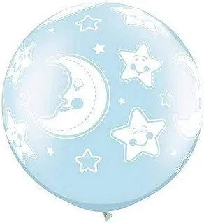 Qualatex 32122-Q Baby Moon & Stars-a-round-Pearl أزرق فاتح، 30 بوصة