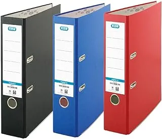 Elba A4 Lever Arch File, Red/Black/Blue, Pack of 3