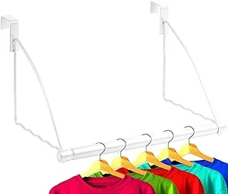 HOLDN’ STORAGE Over The Door Hanger - Door Rack Hangers for Clothes - Bathroom Over Door Hanger for Hanging Clothes & Towels - Over The Door Clothes Drying Rack, White