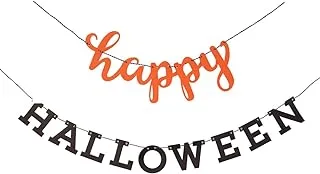 Unique Party 63493 - Orange and Black Happy Halloween Banner, Set of 2